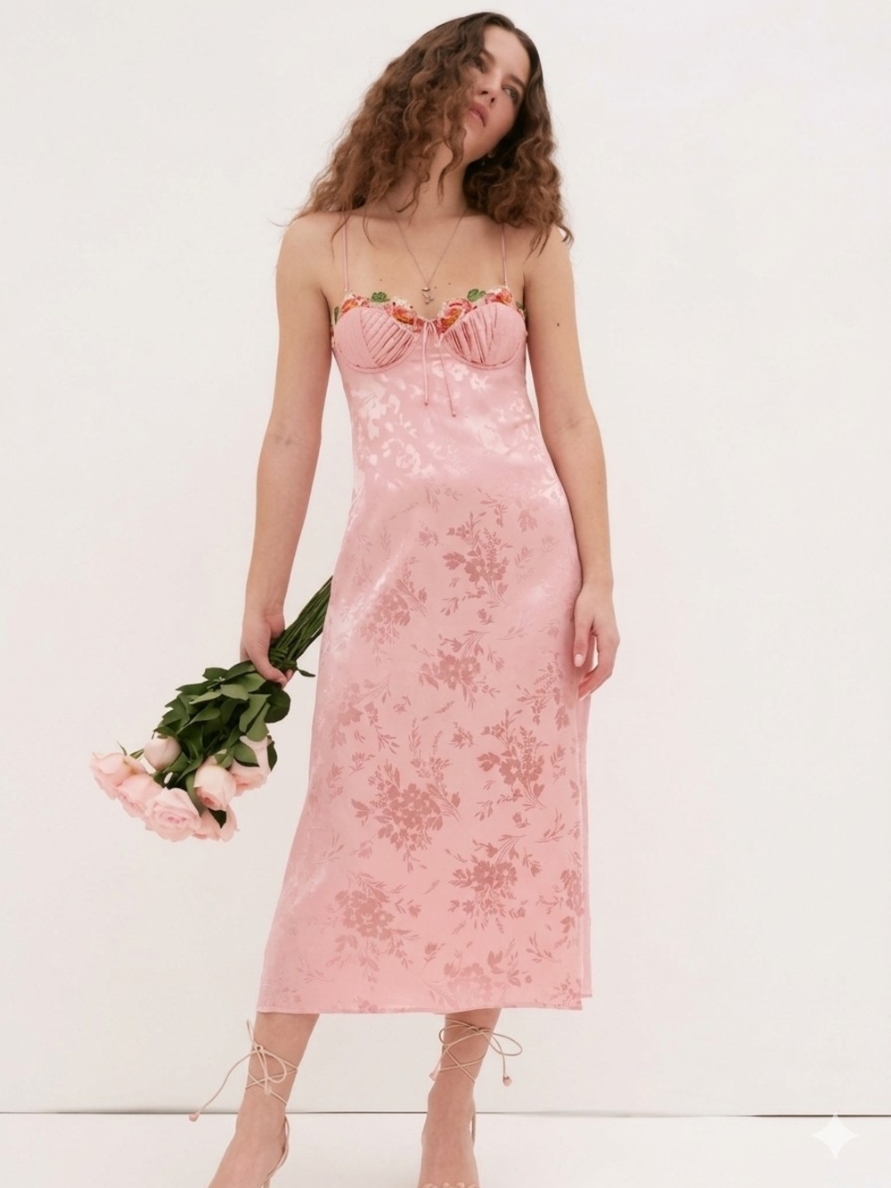 For Love & Lemons x Victoria's Secret Lola Midi Slip Dress Pink L